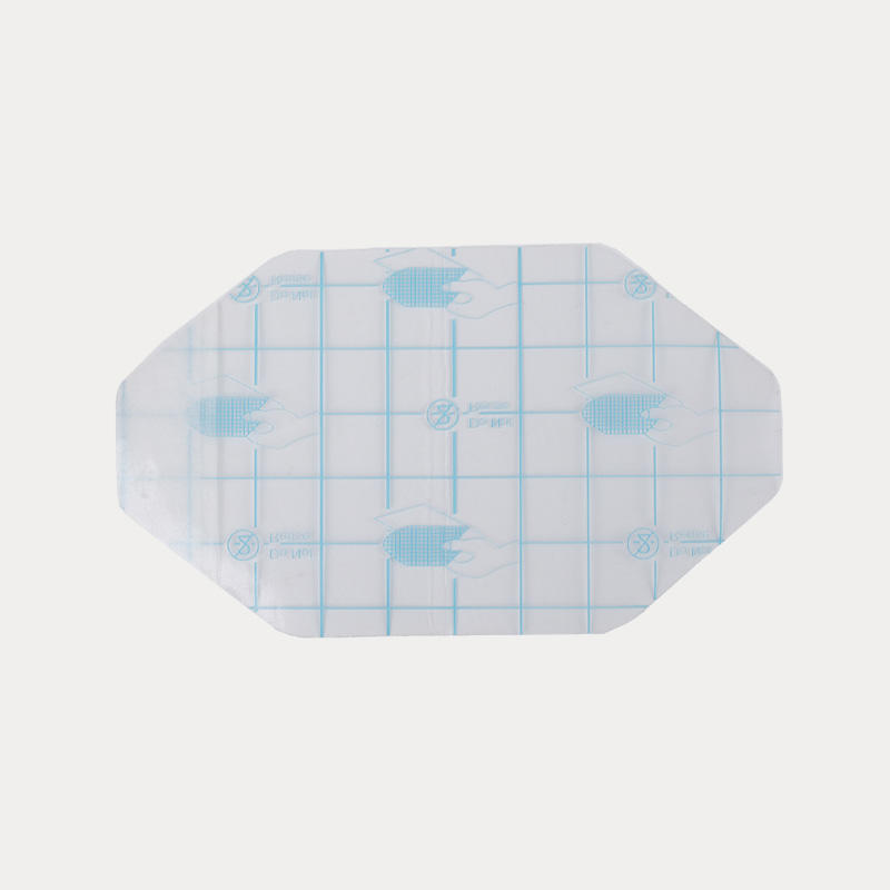 Apósito transparente para heridas (diseño cuadrado azul)