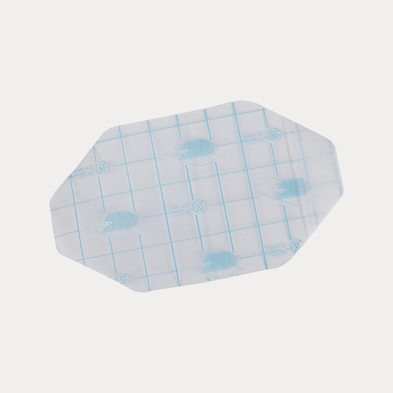 Apósito transparente para heridas (diseño cuadrado azul)